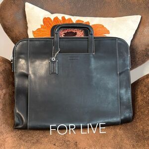 VINTAGE COACH LEATHER BRIEF WINE / UMBRELLA HOLDER 2005 5A04 LIZ CLAIBORNE COLAB